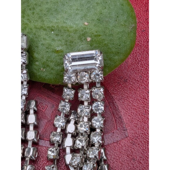 Vintage Rhinestone Screw On Earrings - Formal Wear Jewelry - Wedding Earrings - Picture 13 of 16